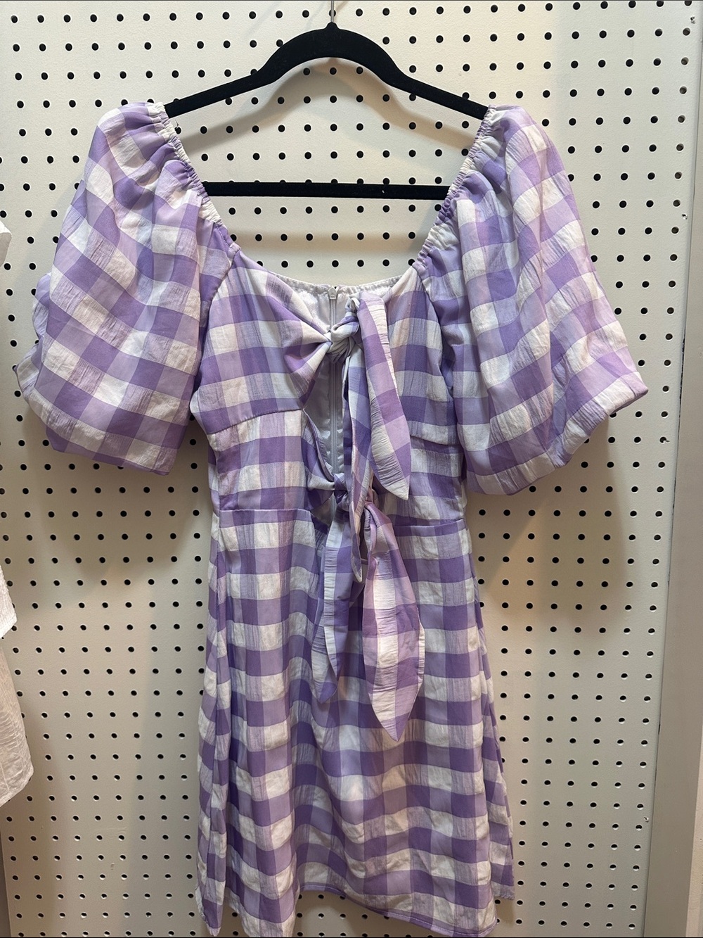 Nasty Gal Lilac and White Gingham Tie-Back Mini Dress